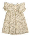 Shoulder frill beige floral dress by Noma