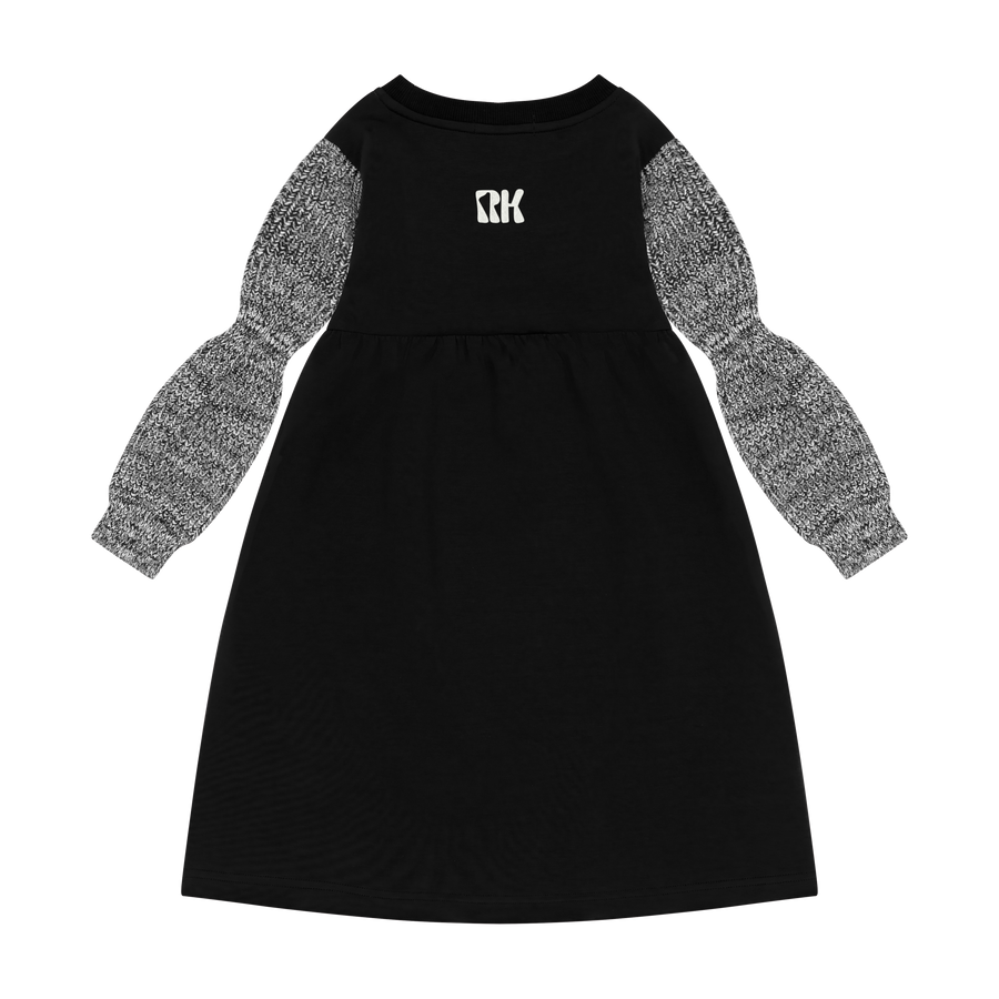 Twirl black scuba knit dress by Retro Kid