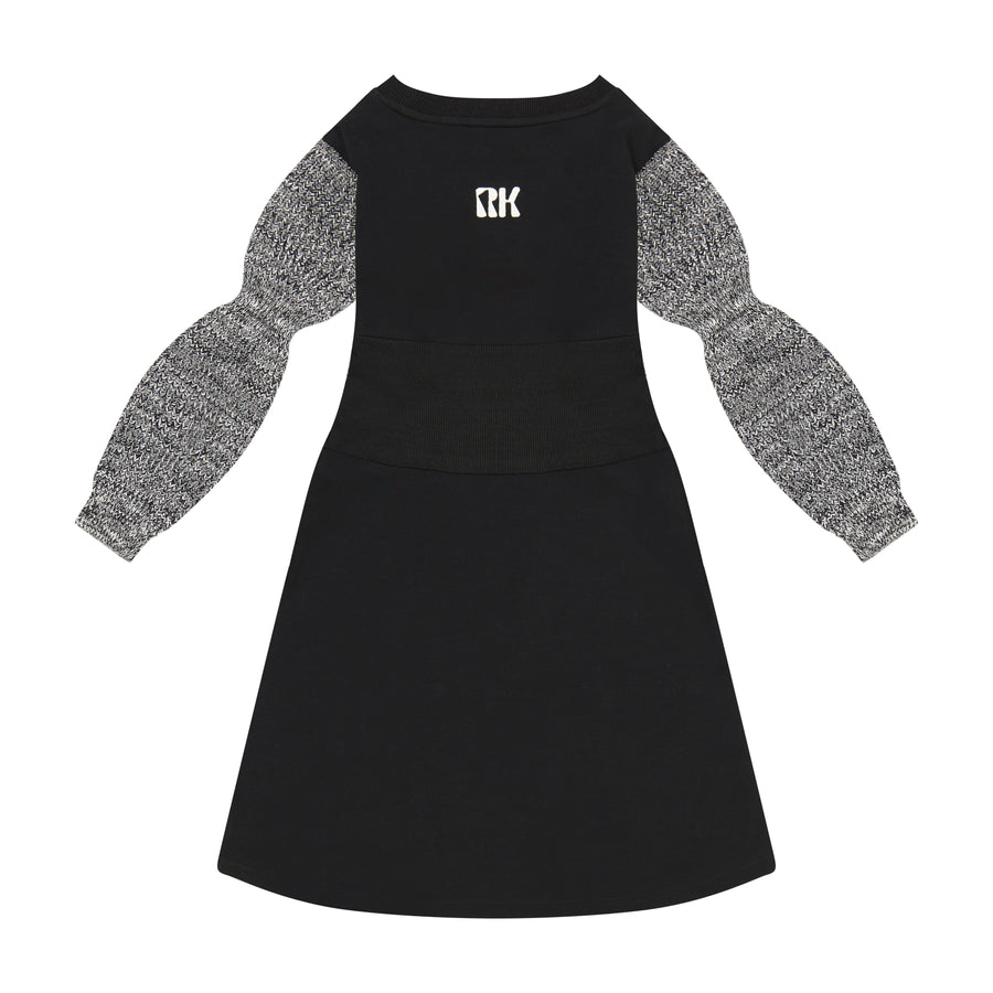 Scuba knit black waisted dress by Retro Kid