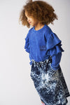 Flower ruffle blue sweatshirt by Loud