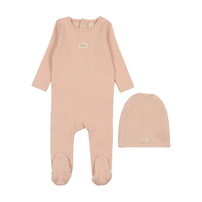 Pointelle bebe shell pink footie set by Lilette