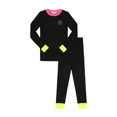 Heart lock neon black/pink cuff pajamas by Little Parni