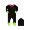 Heart lock neon black/pink cuff footie by Little Parni