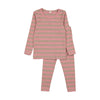 Oatmeal/pink stripe pajamas by Bonjoy