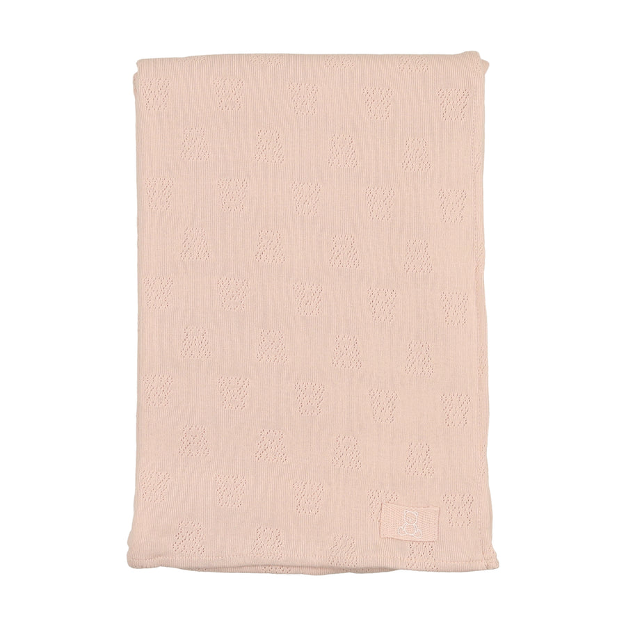 Petit ourse pink pointelle blanket by Bee & Dee