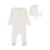 Petit ourse white pointelle footie + bonnet by Bee & Dee