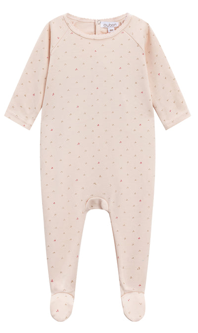 Dot pink footie + beanie by Oubon