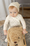 Wheat pointelle boys footie + beanie by Bee & Dee