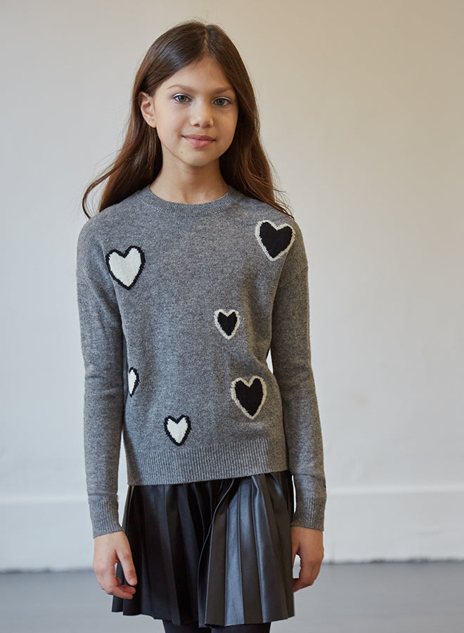 Two tone heart sweater by Autumn Cashmere