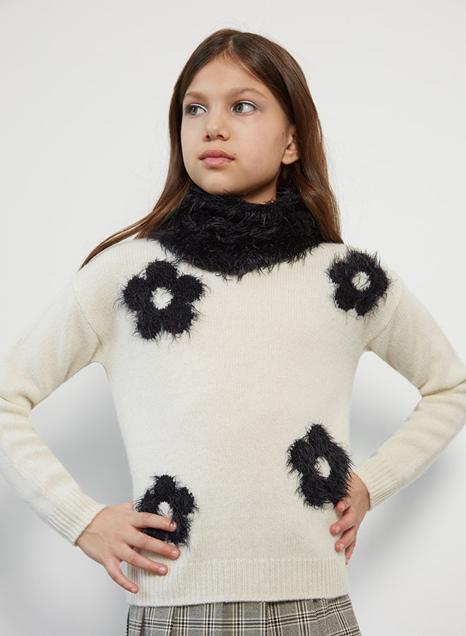 Mixed media flower sweater by Autumn Cashmere