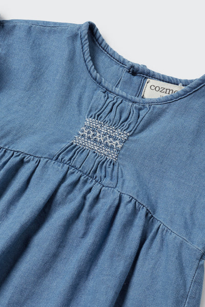 Twill denim baby dress by Cozmo