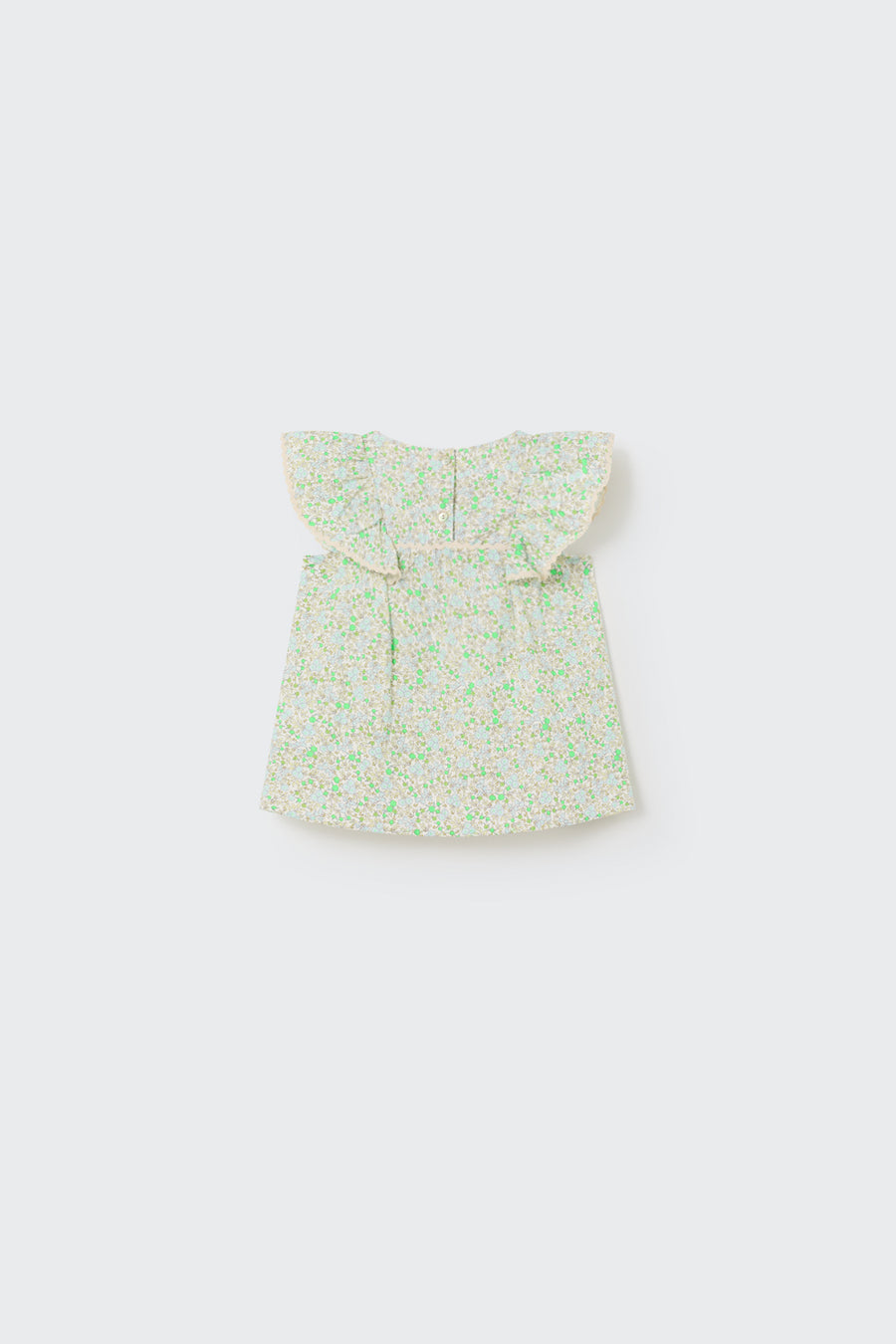 Ruffle neon green floral dress by Cozmo