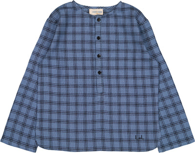 Oncle blue twill check shirt by Louis Louise