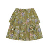 Tiered pleat olive floral skirt by Christina Rohde