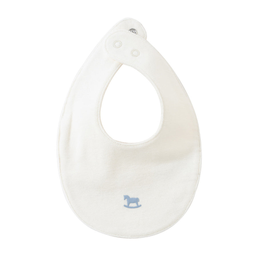 Rocking horse blue terry bib by Kipp Baby