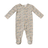 Floral blue footie by Kipp Baby