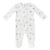 Hot air balloon blue velour footie by Kipp Baby