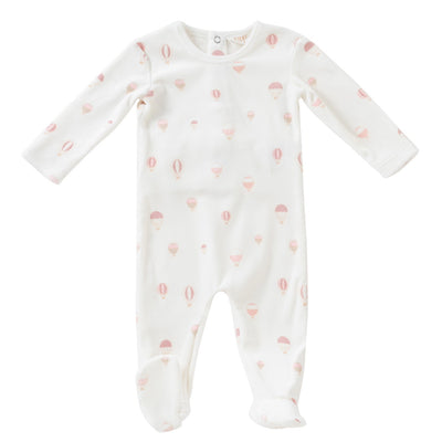 Hot air balloon pink velour footie by Kipp Baby