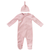 Rib pink velour footie by Kipp Baby