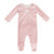 Leaf motif pink velour footie + hat by Kipp Baby