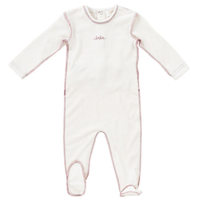 Edge stitch mauve footie by Kipp Baby