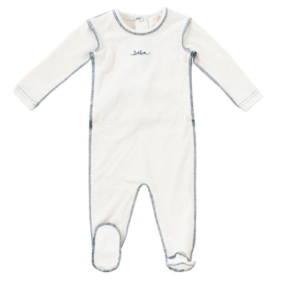 Edge navy stitch footie by Kipp Baby