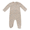 Floral blue rib footie by Kipp Baby