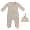 Floral blue rib footie by Kipp Baby