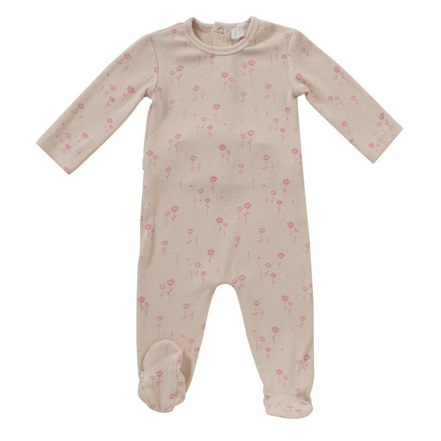 Floral pink rib footie by Kipp Baby