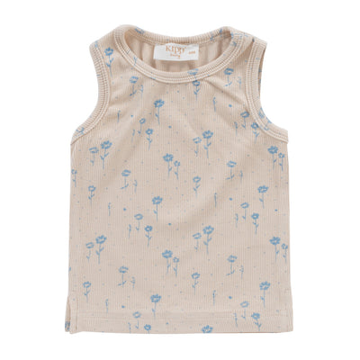 Floral blue rib tank set by Kipp Baby