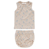 Floral blue rib tank set by Kipp Baby