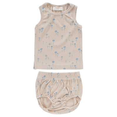 Floral blue rib tank set by Kipp Baby