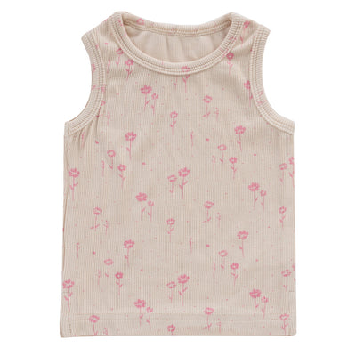 Floral pink rib tank set by Kipp Baby