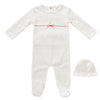 String red bow footie by Kipp Baby