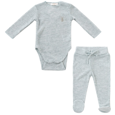 Slub knit blue set by Kipp Baby