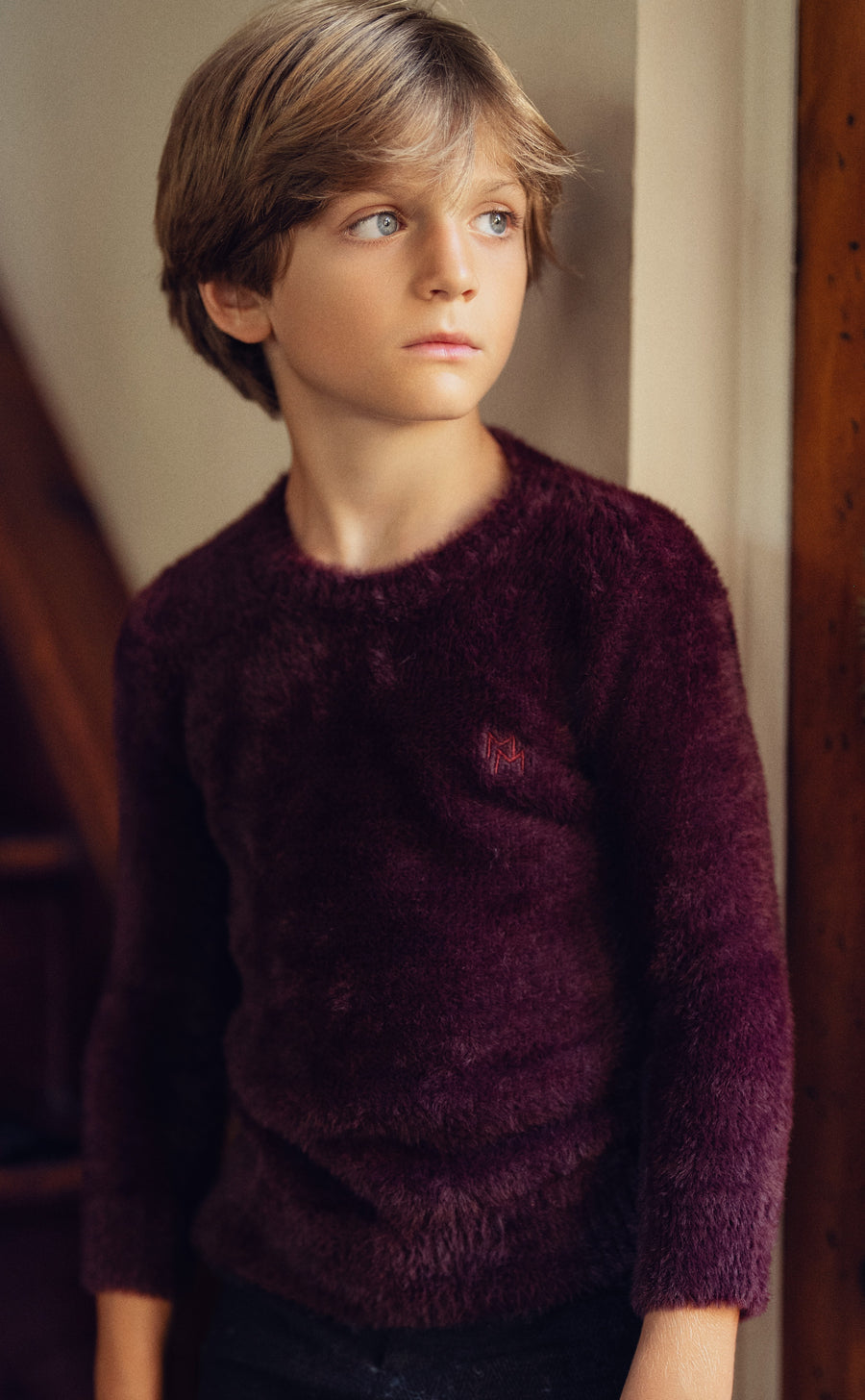 Mohair plum sweater by Mann