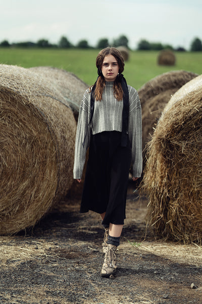 Textured knit black maxi dress set by Bamboo