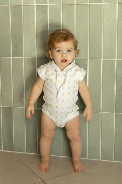 Pineapple terry boy print romper by Bee & Dee