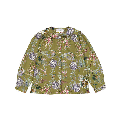 Olive floral blouse by Christina Rohde