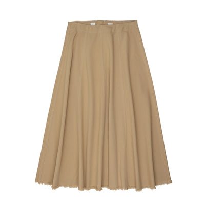 Tan denim paneled skirt by Coco Blanc