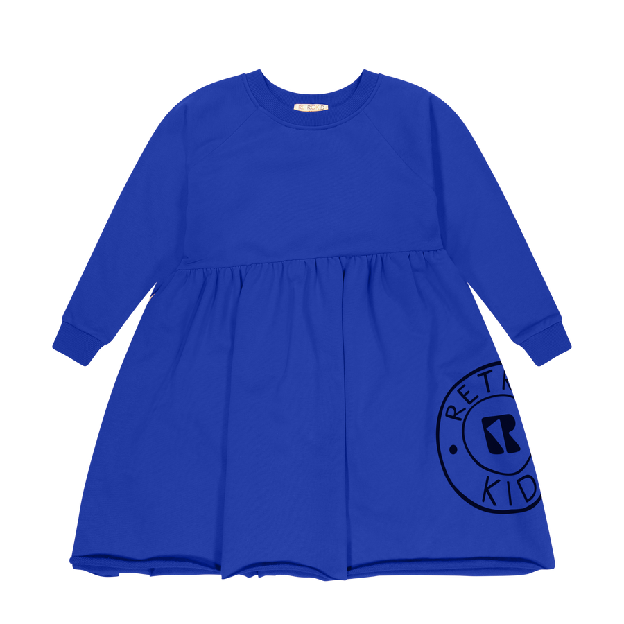 Twirl cobalt stamped dress by Retro Kid