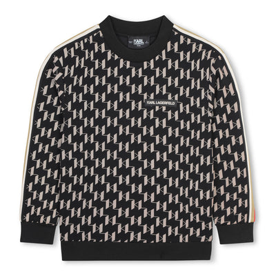 Noir beige kl print sweatshirt by Karl Lagerefeld