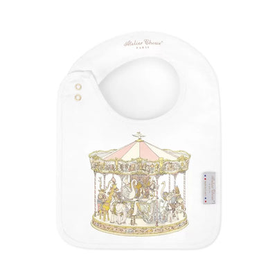 Carousel Pink Satin Bib by Atelier Choux