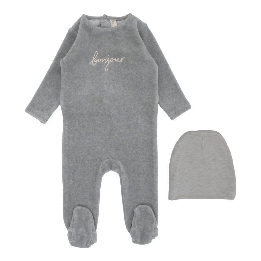 Bonjour heathered blue footie by Lilette