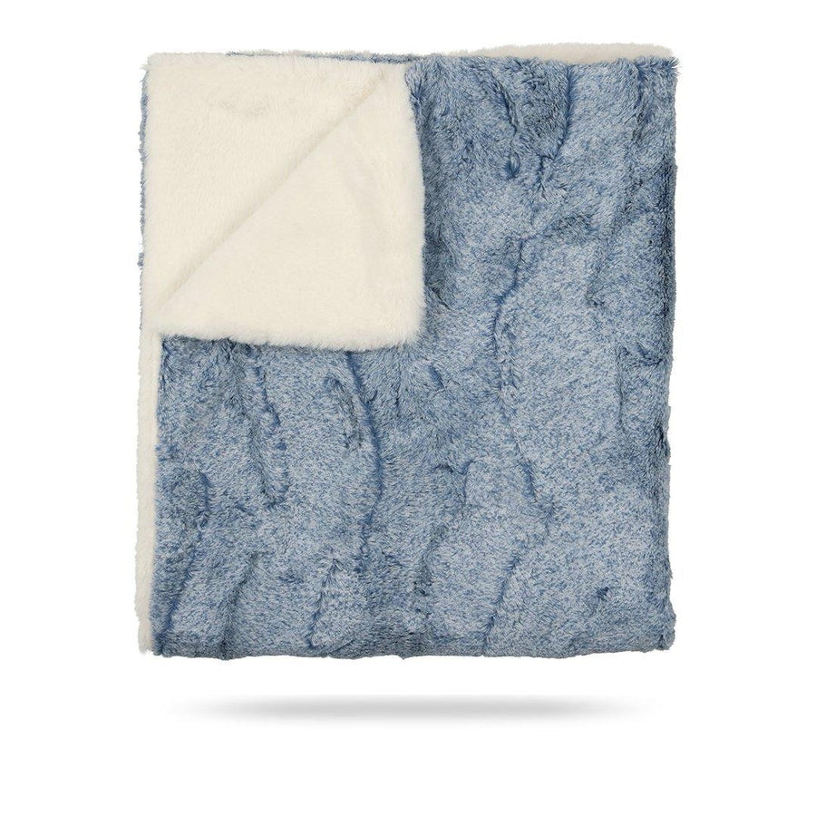 Bluewash heather & natural super fluff blanket by Peluche