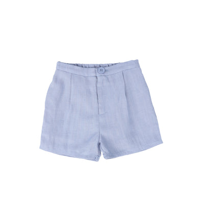 Textured linen light blue shorts by Le Bourdon