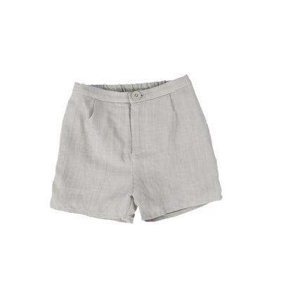 Textured linen sage shorts by Le Bourdon