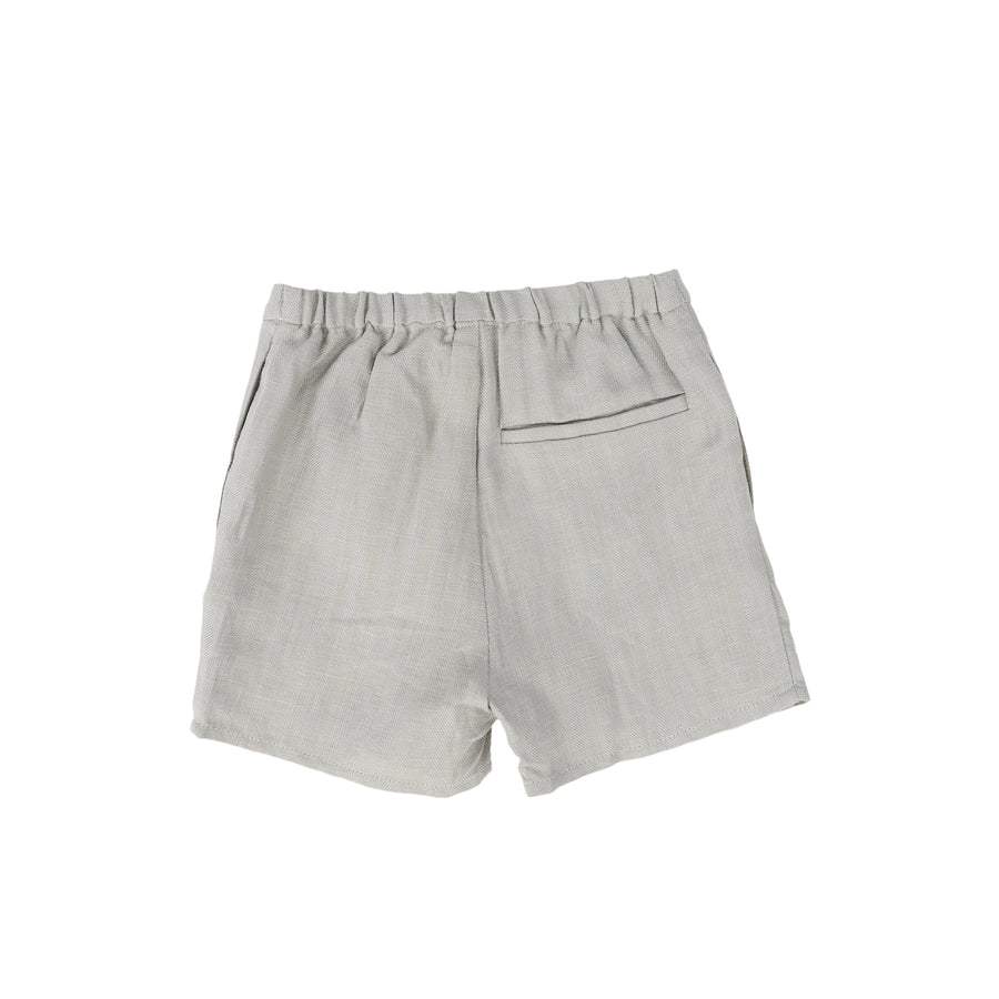 Textured linen sage shorts by Le Bourdon