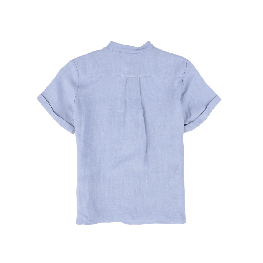 Front pocket light blue shirt by Le Bourdon