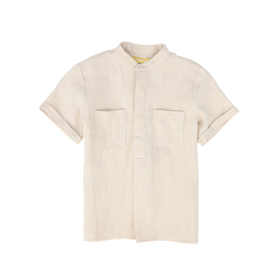 Front pocket tan shirt by Le Bourdon